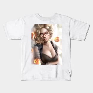 Cute Red Glasses Android 18 from Dragon Ball Kids T-Shirt